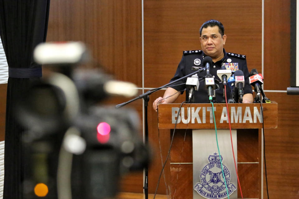 Bukit Aman Criminal Investigations Department director Datuk Huzir Mohamed speaks during a press conference in Kuala Lumpur June 30, 2020. — Picture by Choo Choy May