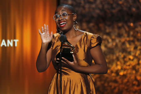 61st Grammy Awards - Show - Los Angeles, California, U.S., February 10, 2019 - Cecile McLorin Salvant wins Best Jazz Vocal Album for "The Window" REUTERS/Mike Blake