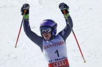 Alpine Skiing - FIS Alpine Skiing World Championships - Women's Giant Slalom - St. Moritz, Switzerland - 16/2/17 - Tessa Worley of France celebrates winning the gold medal. REUTERS/Denis Balibouse