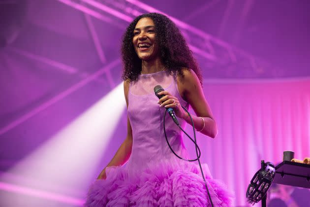 Olivia Dean performs at the Somerset House Summer Series in London.