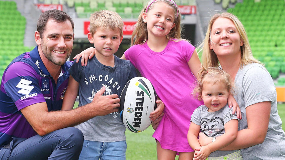 Cameron Smith, pictured here with his family in Melbourne in 2014.