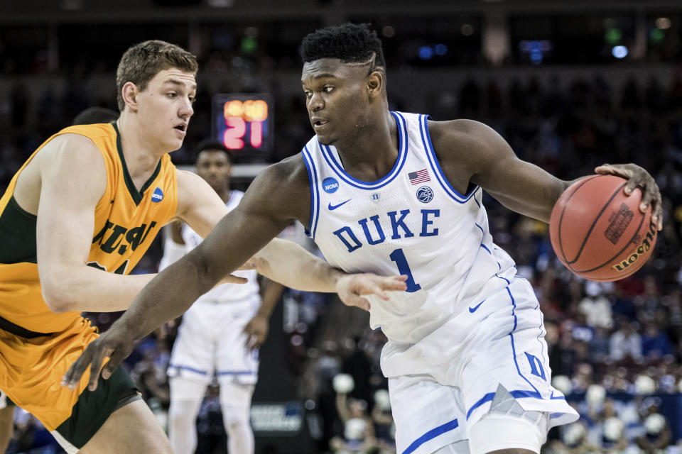 Zion Williamson appears to have created a rising tide for the entire NCAA tournament. (AP)