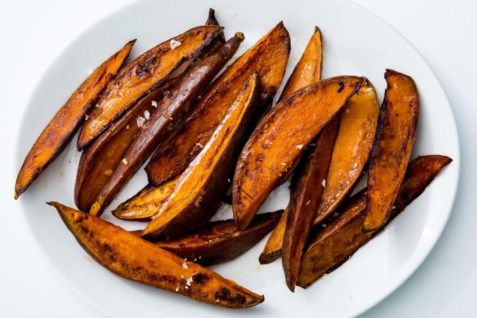 Roasted Sweet Potatoes with Garlic and Chile