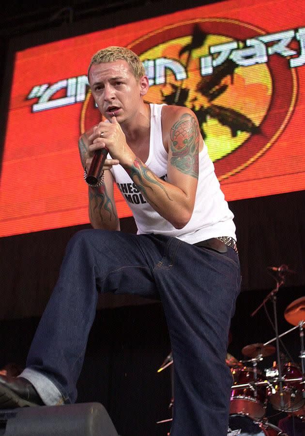 Chester (performing with Linkin Park in 2001) has been open about his struggles with drug and alcohol abuse. Source: Getty