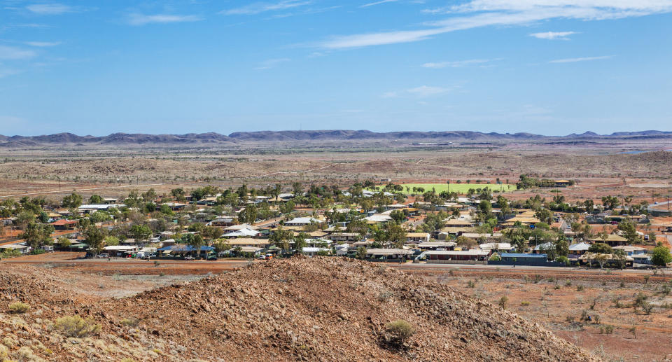 The town of Roebourne, a former gold rush town in the Pilbara region.