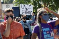 Rally in support of the Netflix transgender employee walkout “Stand Up in Solidarity”, in Los Angeles