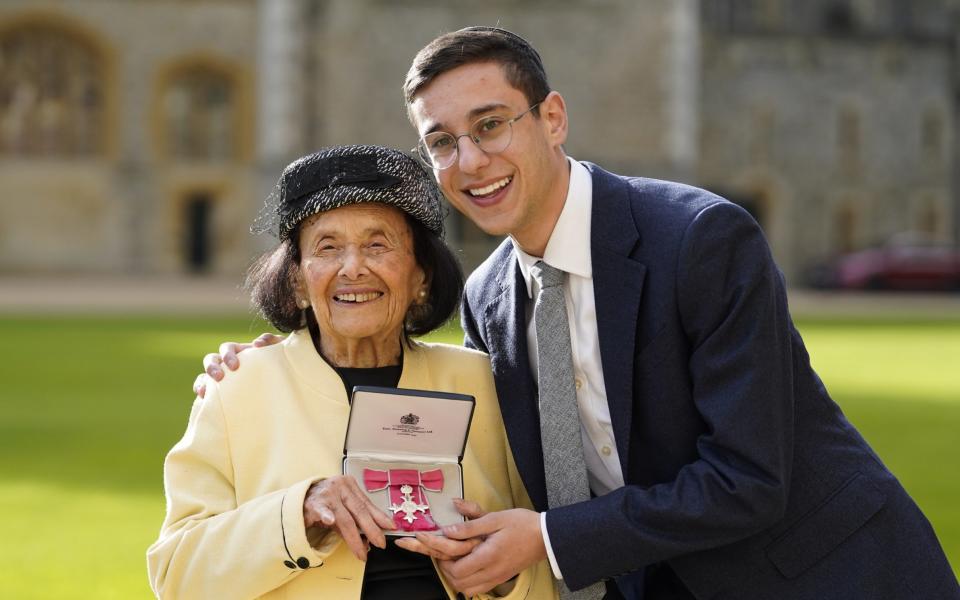 Lily Ebert with her great-grandson Dov Forman after being made a MBE