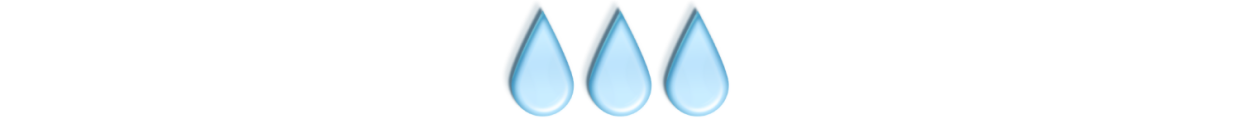 Three realistic illustrated water drops