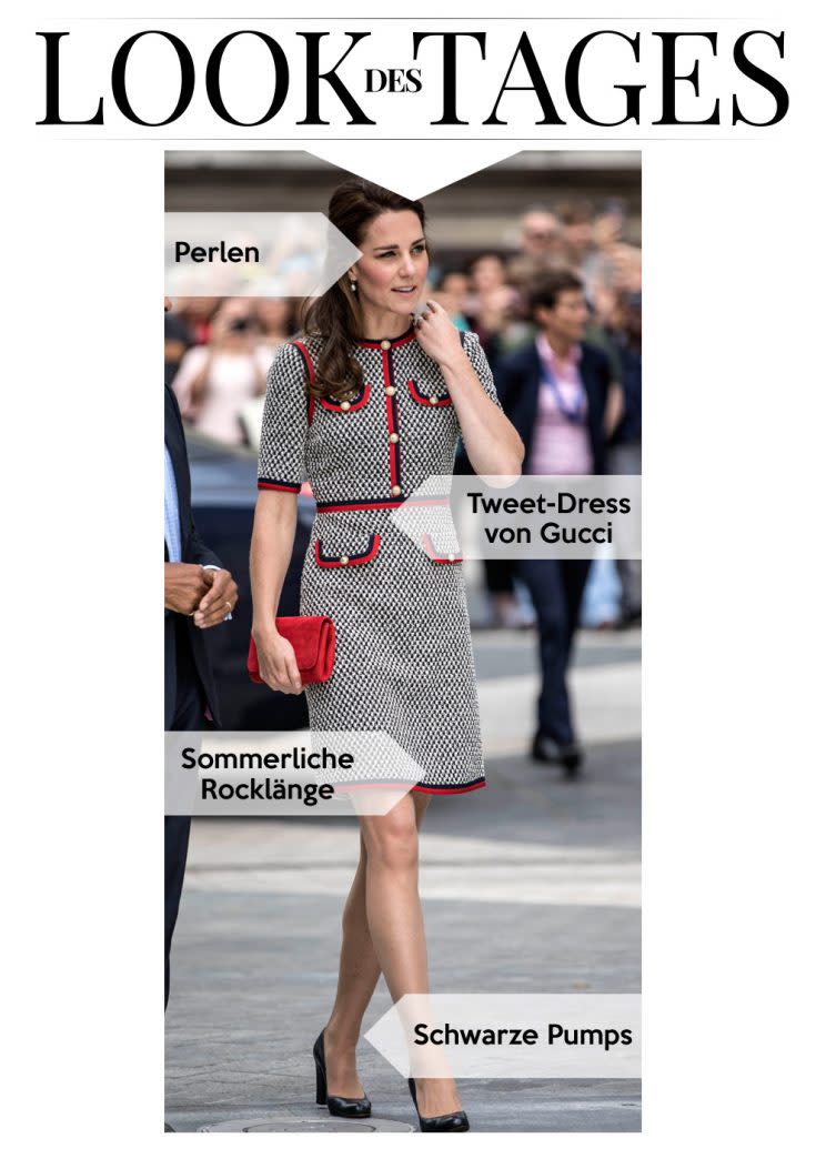 Herzogin Kate im Gucci-Kleid. (Bild: AP Photo)