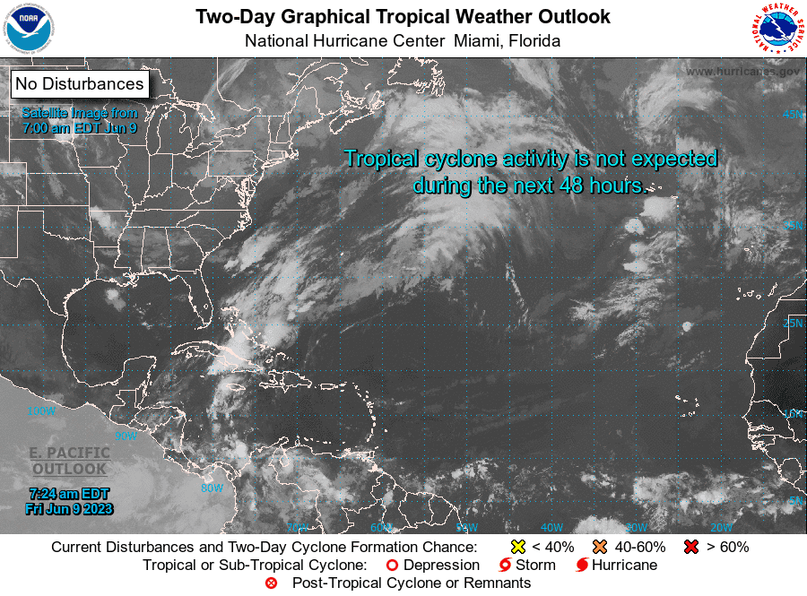Tropical conditions 8 a.m. June 9, 2023.
