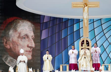 FILE PHOTO: Pope Benedict XVI attends a mass at Cofton Park in Birmingham