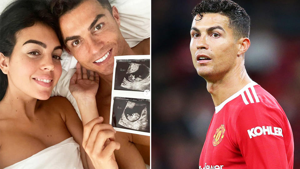 Cristiano Ronaldo and Georgina Rodriguez, pictured here announcing they are expecting twins. 