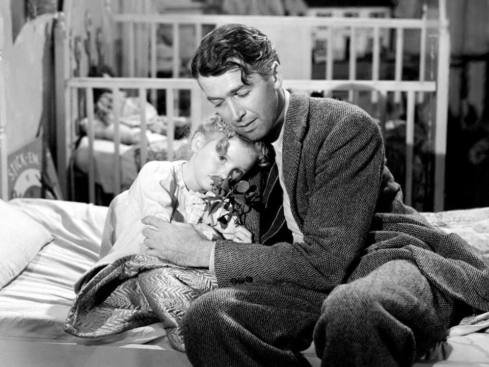 Karolyn Grimes and James Stewart in a scene from "It's A Wonderful Life."