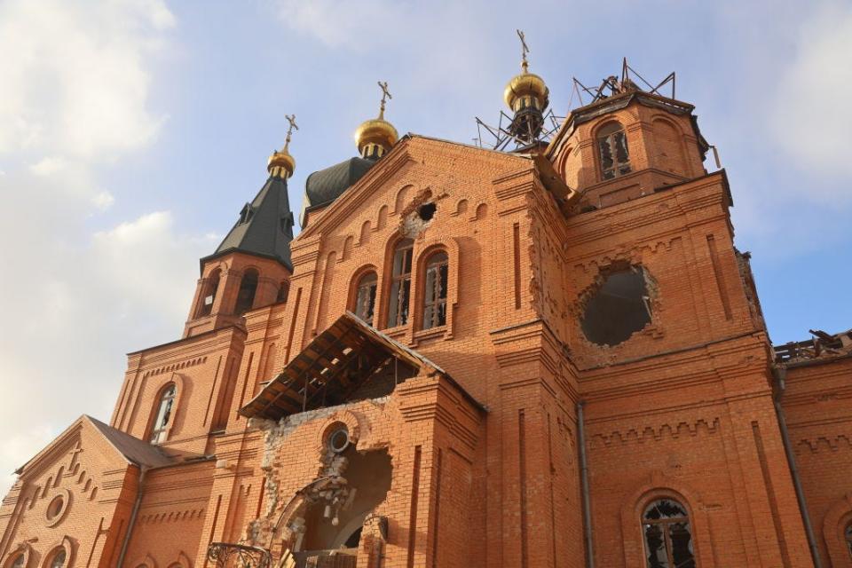 Cathedral of the Archangel Michael in Ukraine damaged by Russian shelling