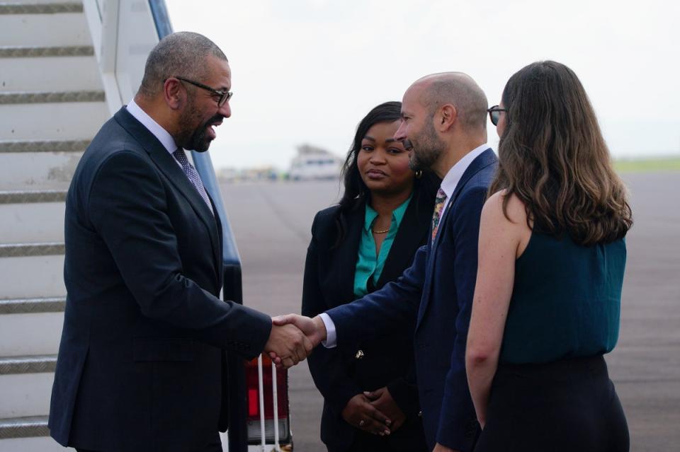 James Cleverly meets the British High Commissioner to Rwanda, Omar Daair (PA)