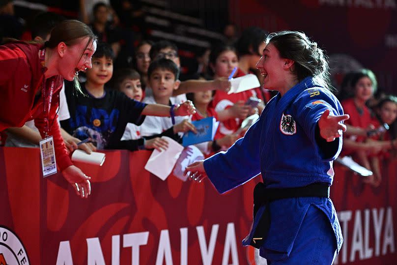 Michaela Polleres glücklich nach ihrem Sieg im Finale.