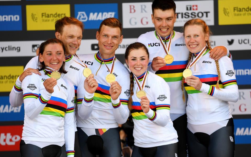 Lisa Brennauer Left to right), Nikias Arndt, Tony Martin, Lisa Klein, Max Walscheid and Mieke Kröger - GETTY IMAGES