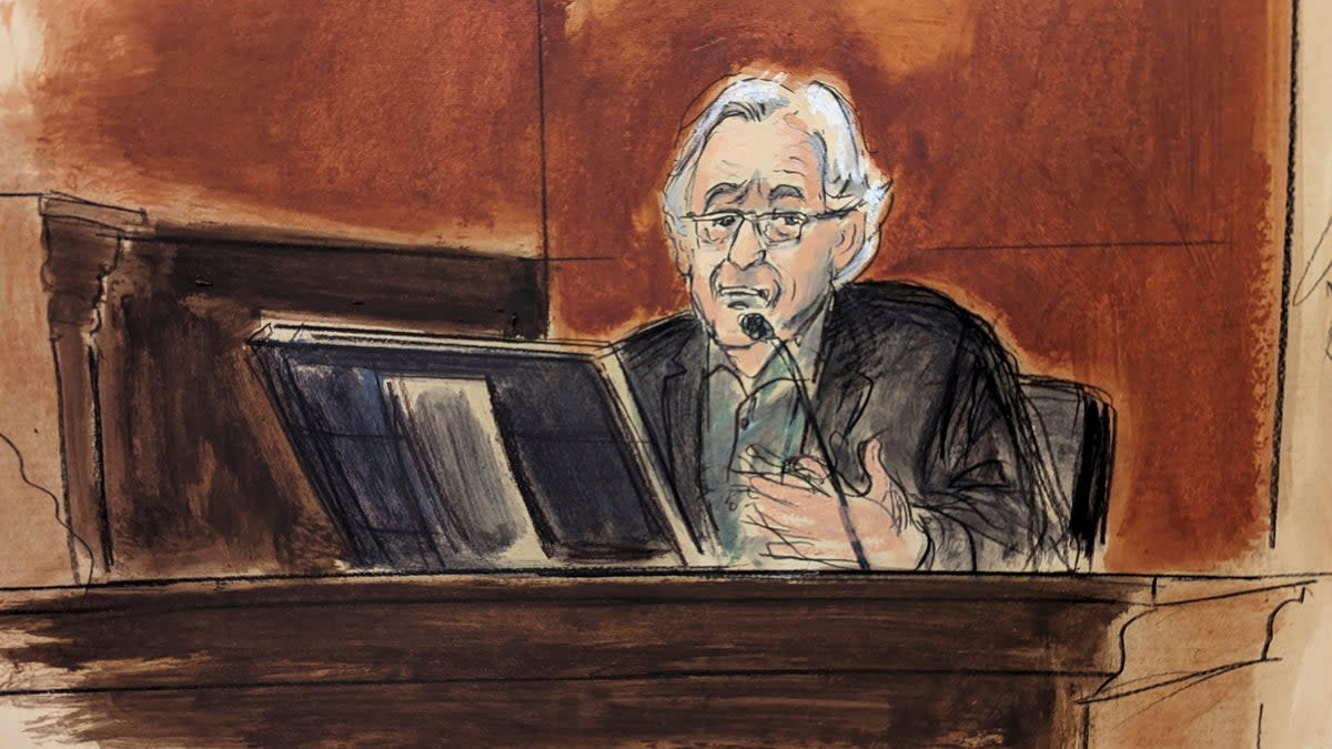 A courtroom sketch of De Niro’s testimony earlier this week (AP)