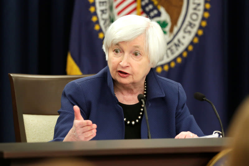 Federal Reserve Chair Yellen speaks during a news conference in Washington (REUTERS/Yuri Gripas)