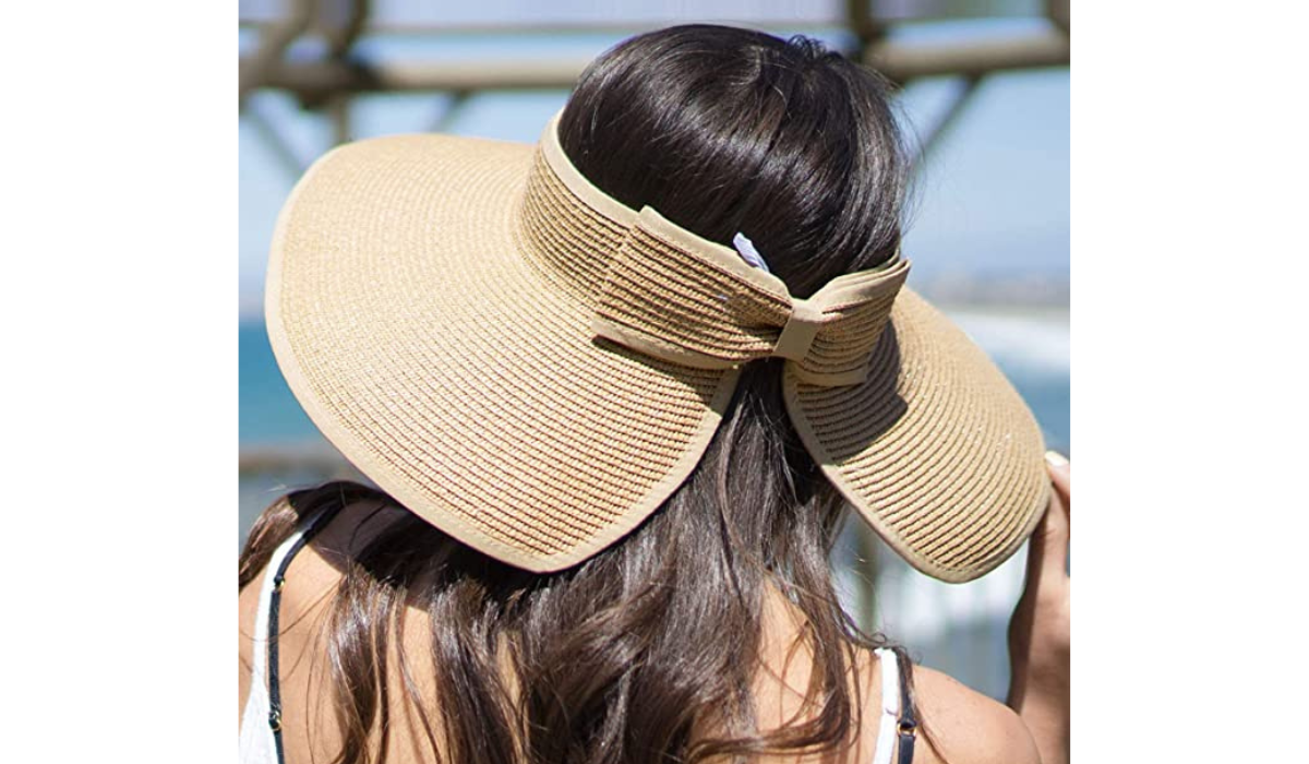 woman wearing visor