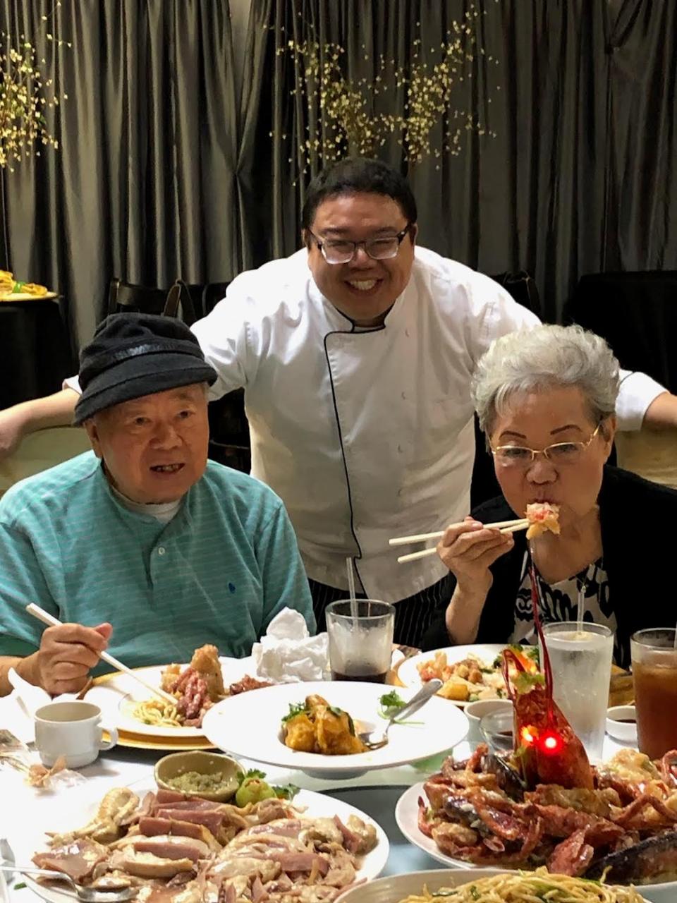 Dennis Chan sneaks in a photo opportunity with his uncle Jack and his aunt, Shirley Eng. A part of Chan's family legacy, the couple owned the Silver Dragon restaurant in Arlington and Mandarin Dragon restaurant in Mandarin.