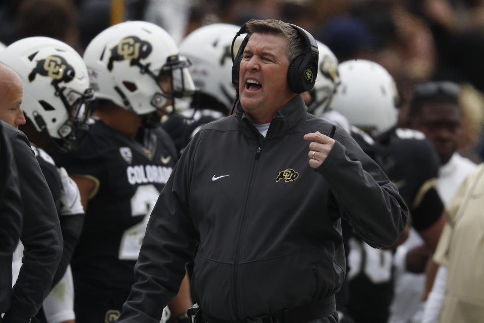 Colorado Buffaloes head coach Mike MacIntyre took responsibility for a puzzling call late in the USC game. (AP Photo/David Zalubowski)