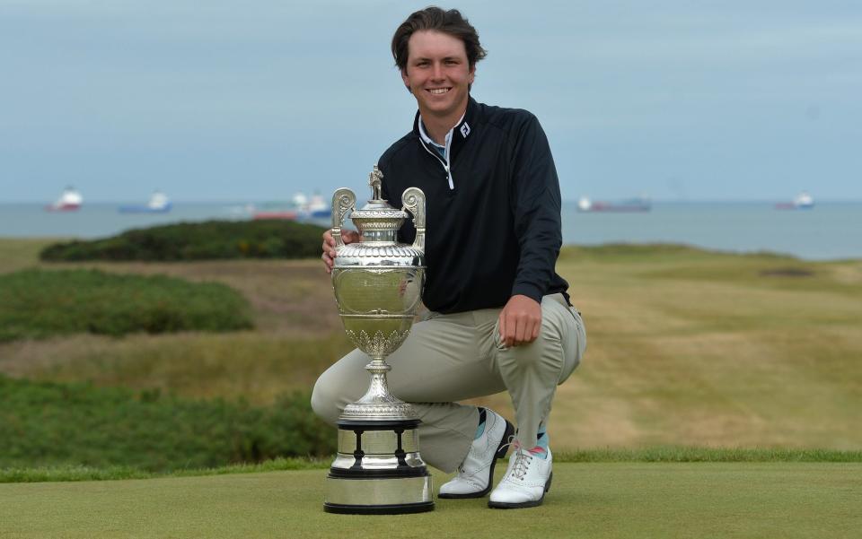 Jovan Rebula with the Amateur Championship trophy at Royal Aberdeen - R&A