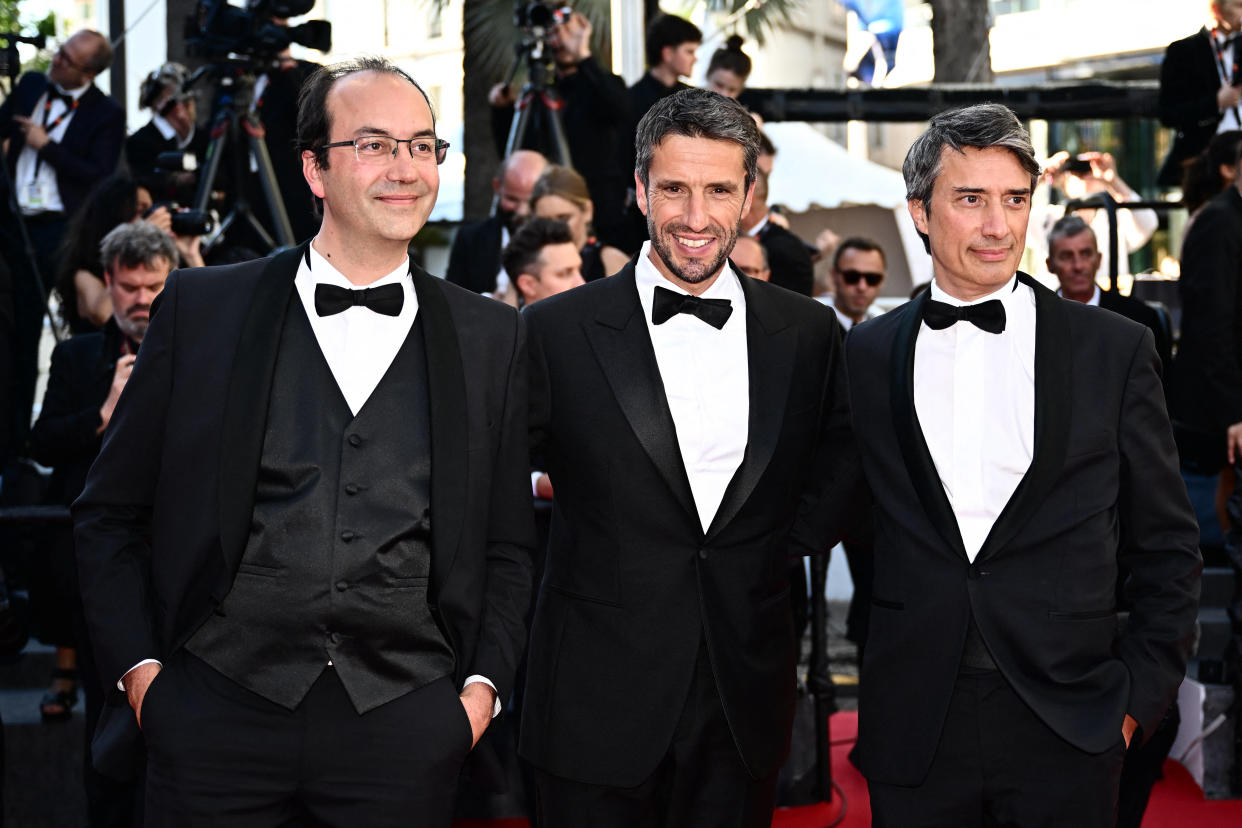 Jules Naudet, Tony Estanguet et Gédéon Naudet ici au Festival de Cannes, le 21 mai 2024.