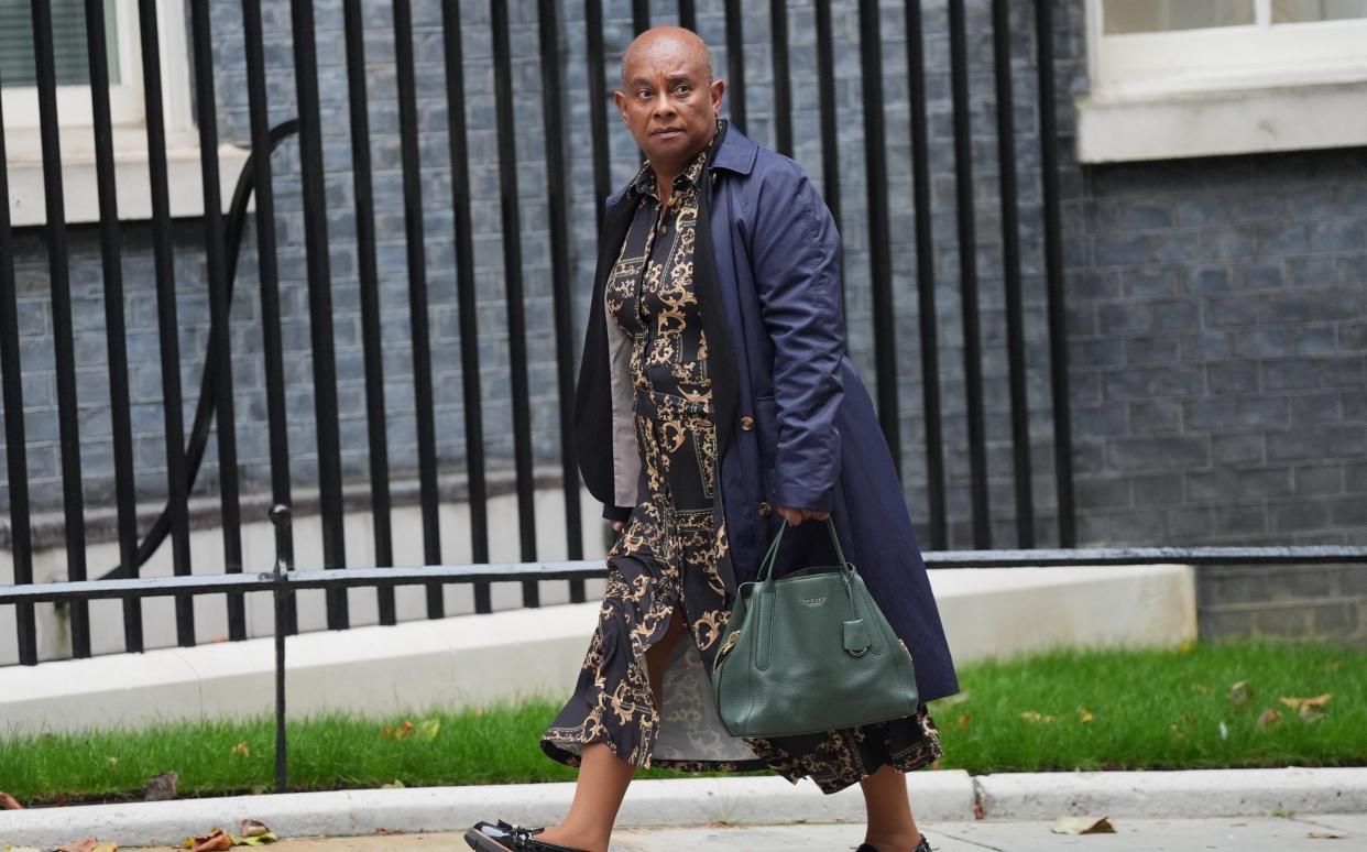 Baroness Doreen Lawrence arrives in Downing Street this morning to attend a knife crime summit hosted by Sir Keir Starmer