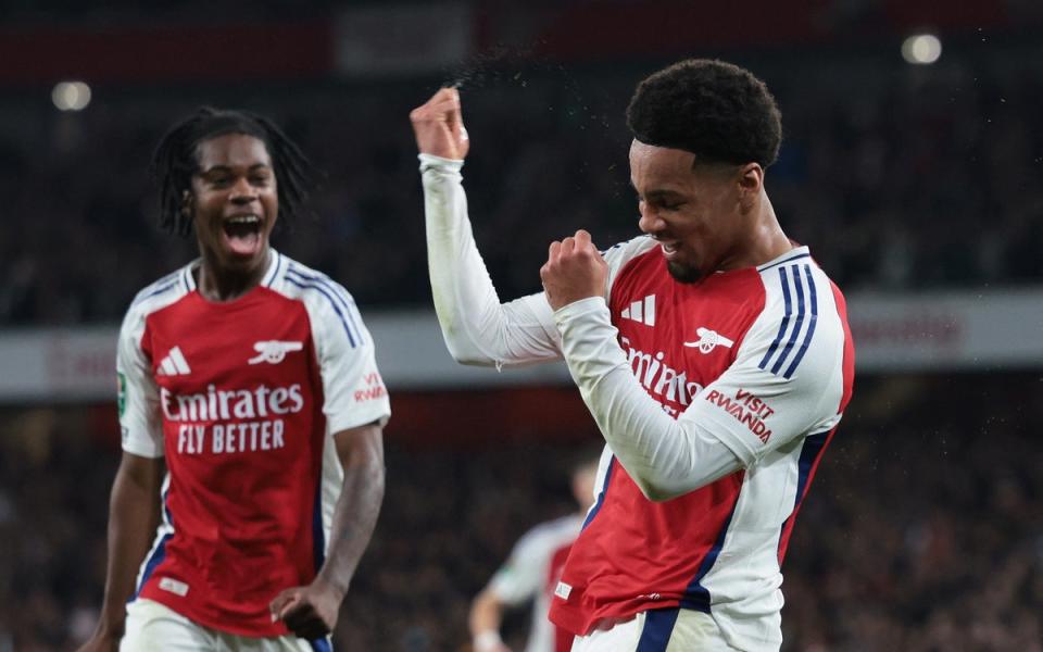 Ethan Nwaneri scored his first two goals in an Arsenal shirt (Action Images via Reuters)