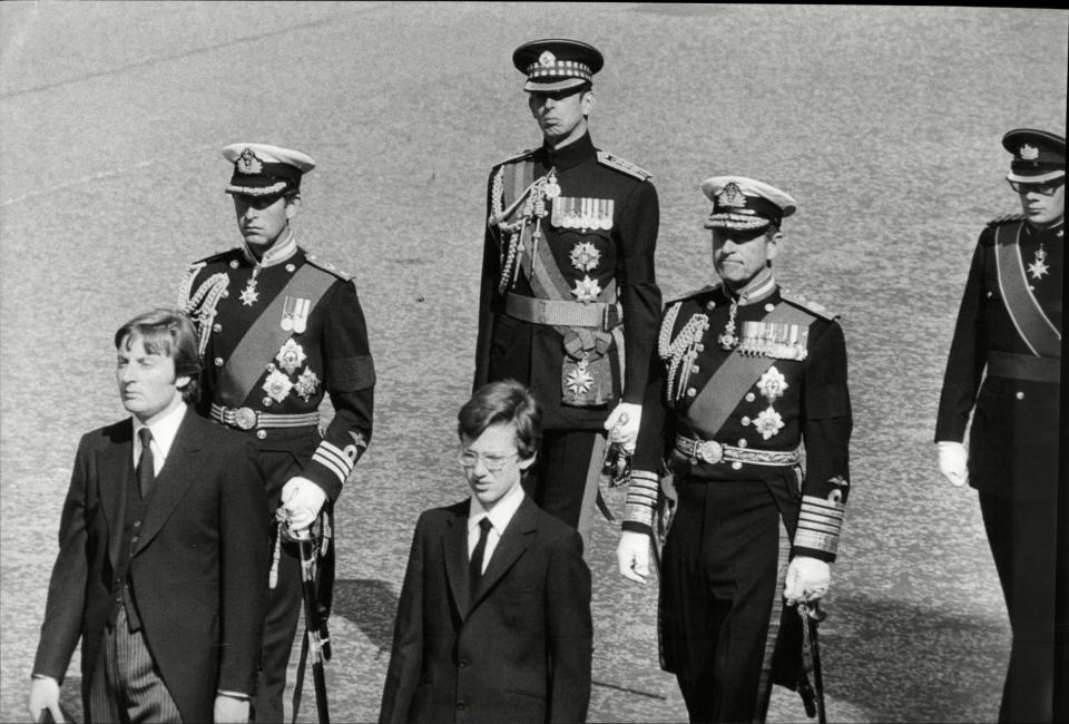 Prince Philip and Prince Charles follow Lord Mountbatten’s coffin at his funeralKen Towner