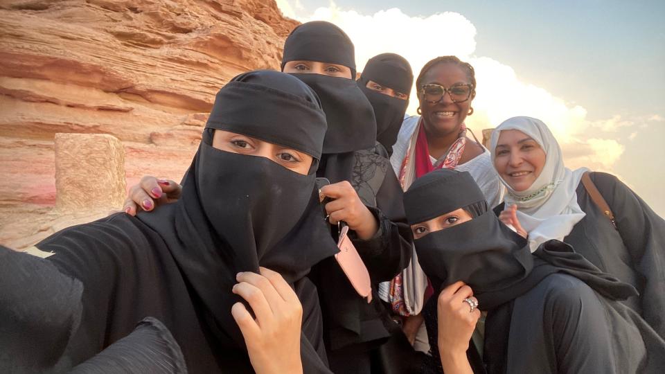 At the invitation of the U.S. Department of State’s Bureau of Educational and Cultural Affairs, Girl Scouts Heart of New Jersey CEO Natasha Hemmings (top, third from right) recently traveled to Saudi Arabia to share her deep knowledge and expertise in Girl Scouting.