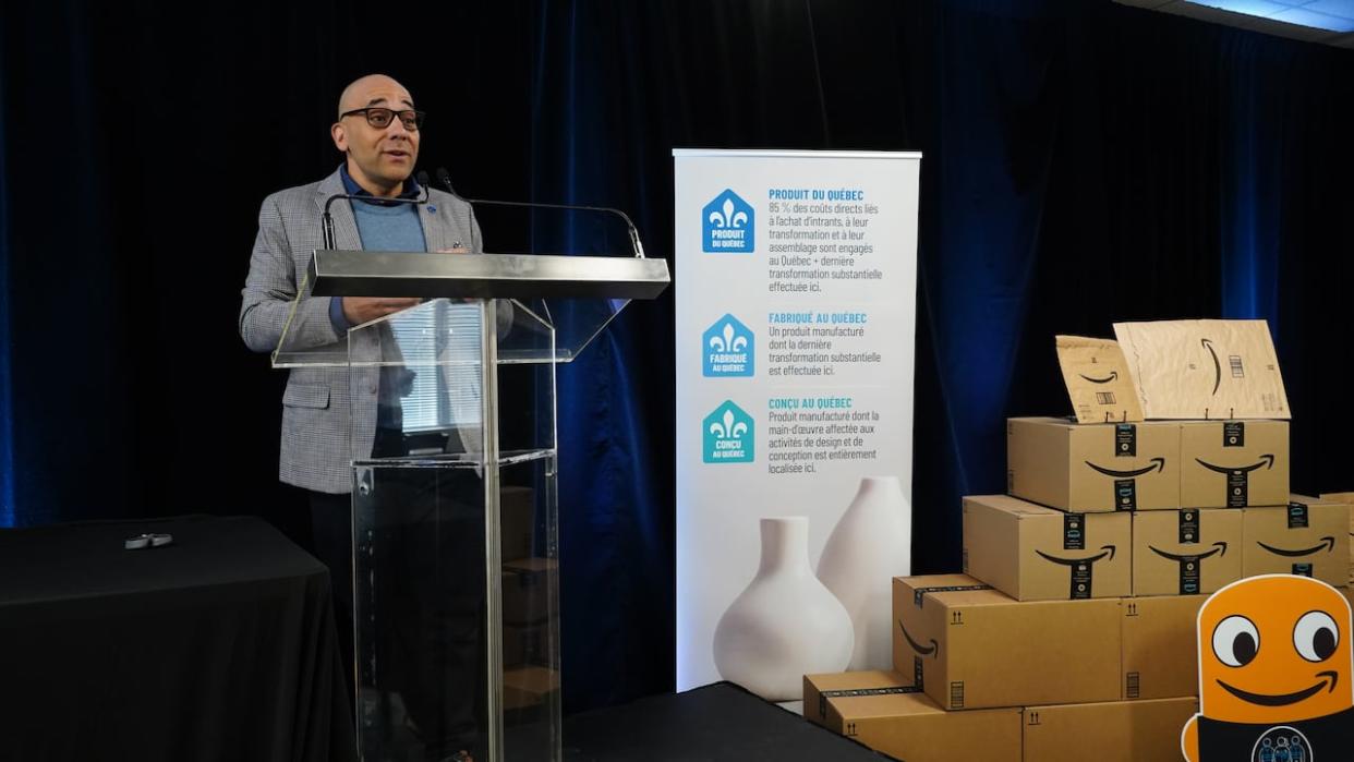 Quebec Junior Economy Minister Christopher Skeete says it's important to make local products available wherever people are shopping. (Charles Contant/CBC - image credit)