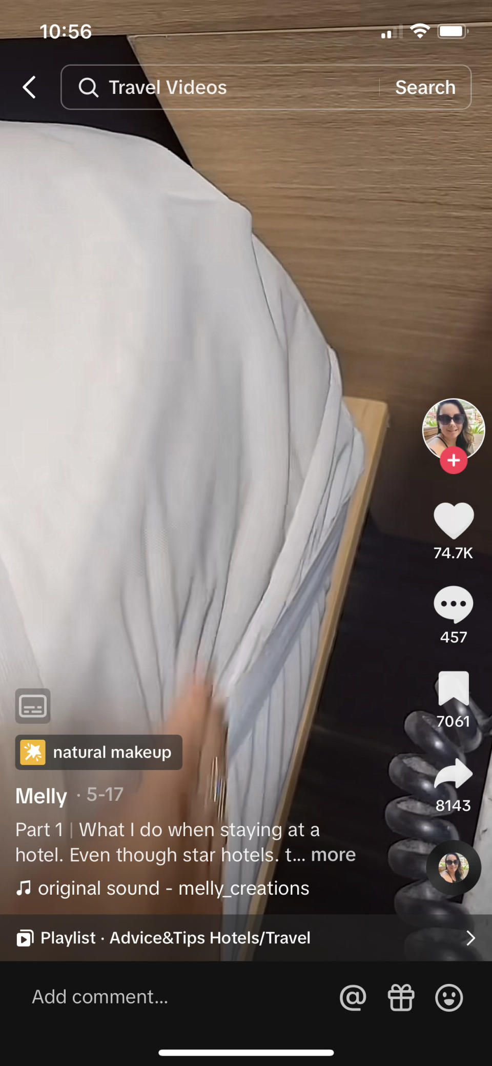 melissa running her hand along the mattress cover