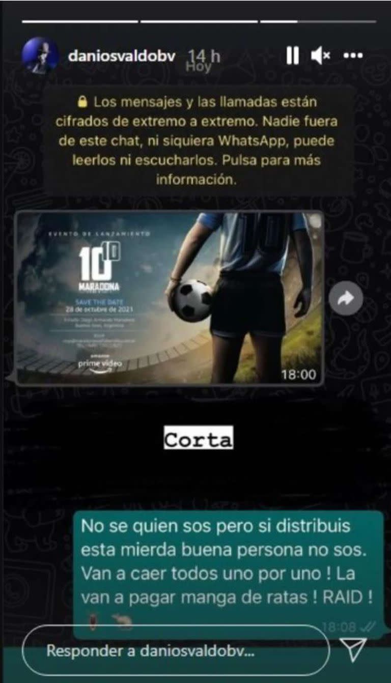 La furia de Daniel Osvaldo por el inminente estreno de la biopic de Diego Maradona en Amazon Prime Video