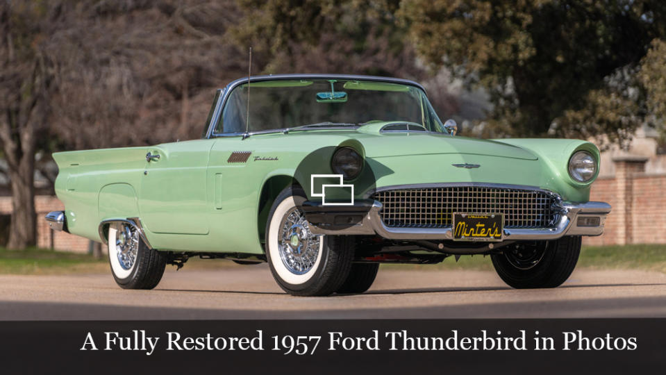 A fully restored 1957 Ford Thunderbird.