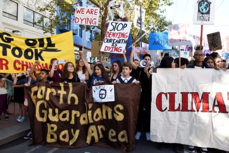 Young people protest during a Climate Strike march in San Francisco