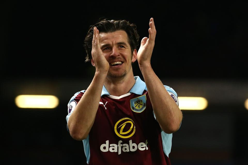 <p>Joey Barton celebrates his winning goal</p>