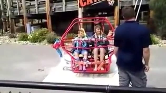 Bungee cord snaps on catapult ride