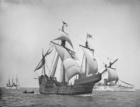 A replica of Christopher Columbus' caravel Santa Maria is shown in this circa 1892 handout photo provided by the United States Library of Congress on May 13, 2014. REUTERS/U.S. Library of Congress/Handout via Reuters