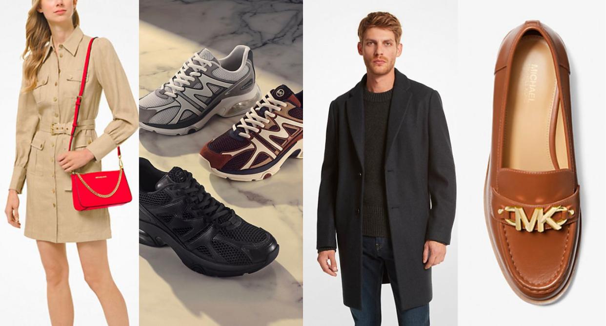 michael kors handbag, shoes, jacket and loafers