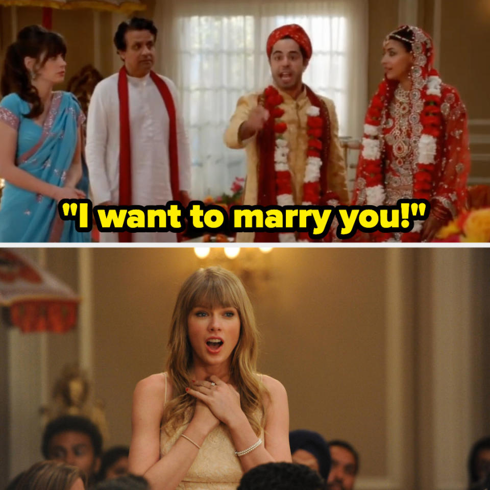 On New Girl, Shivrang says "I want to marry you!" and Taylor Swift stands up