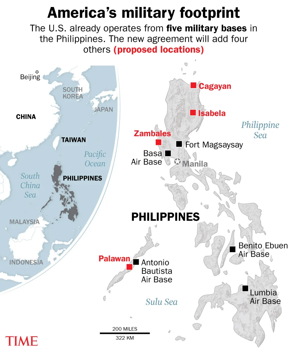 협정에 따라 미국은 최대 9개의 필리핀 군사 기지에 접근할 수 있게 됩니다.<span class="copyright">Lon Tweeten—TIME</span>