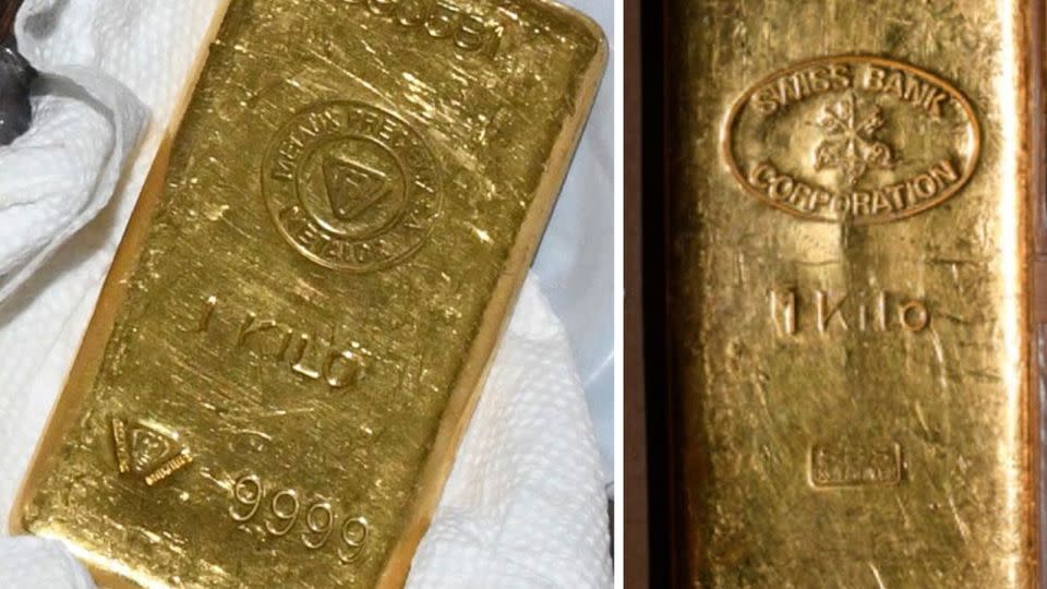 Two of the gold bars found at Menendez's house during a court-authorized search of the home. - US District Court Southern District of New York