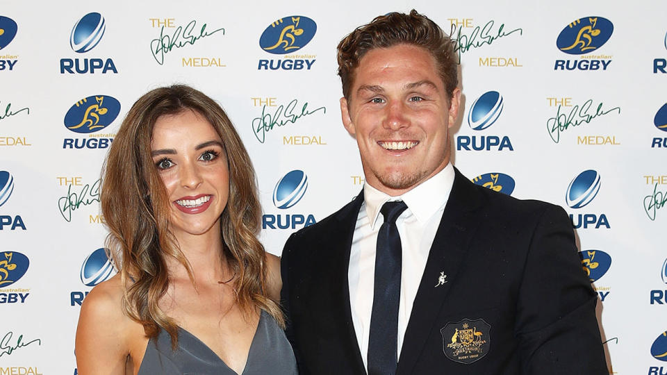Pictured here, Michael Hooper with his wife Kate at a rugby awards night.