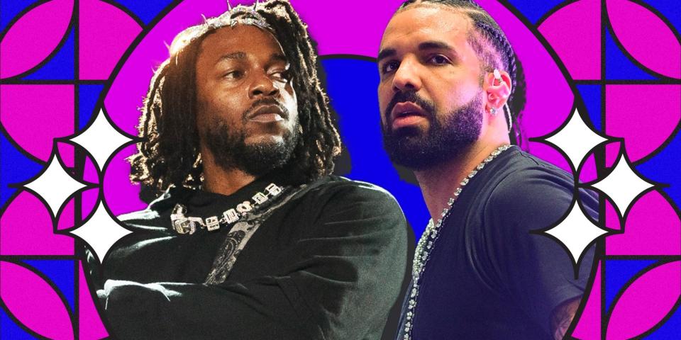 Kendrick Lamar and Drake (Image by Chris Panicker, photos via Getty Images)
