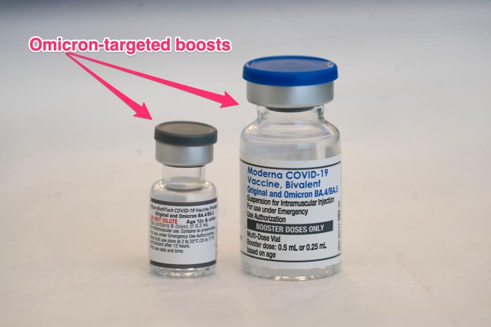 picture of moderna, pfizer booster vials