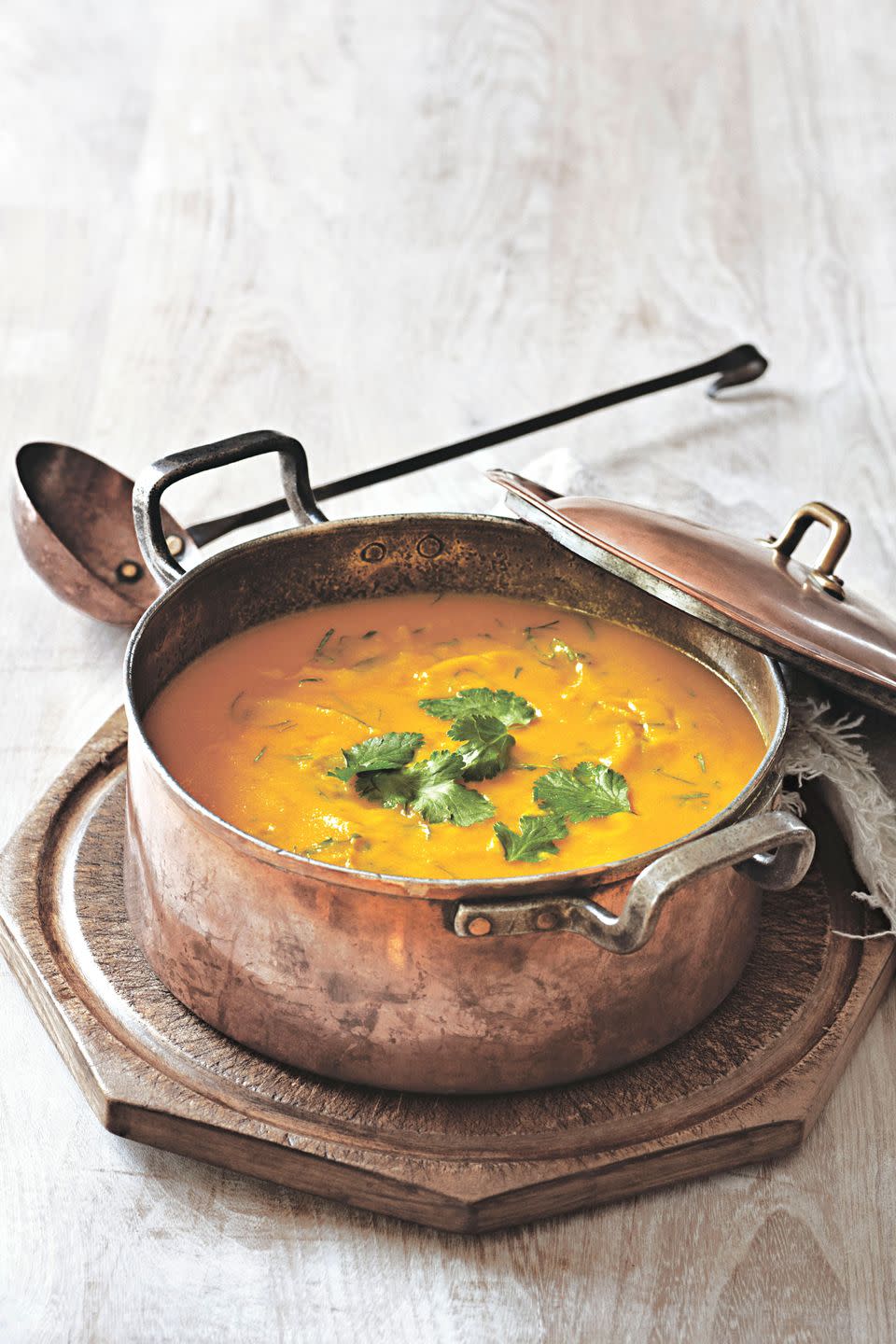 Carrot Soup with Cucumber Pistachio Relish