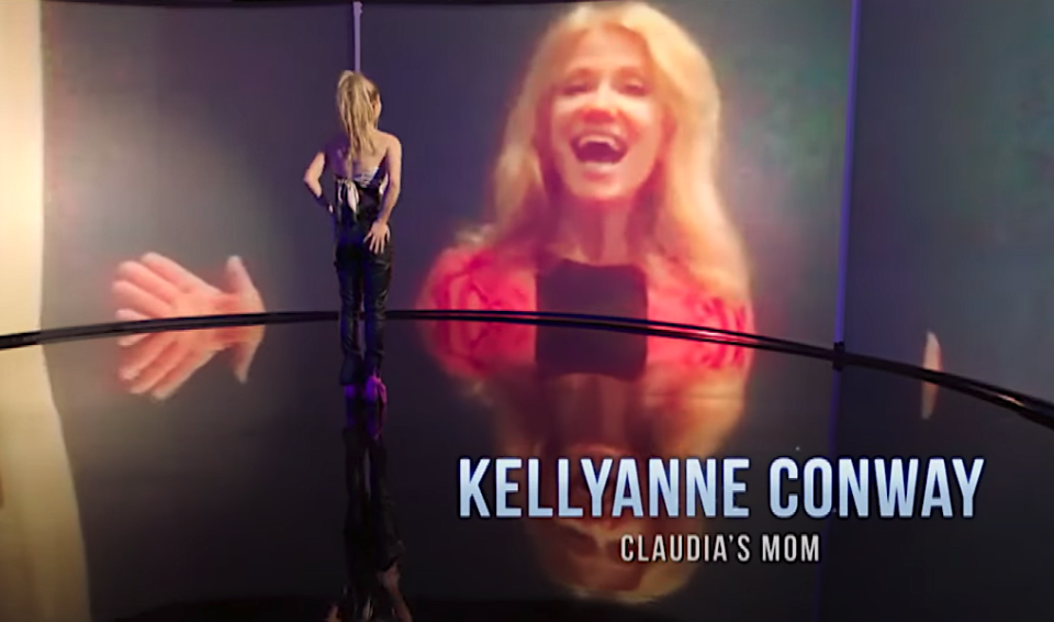 Claudia Conway gets a message from her mother Kellyanne Conway on 'American Idol.' (Photo: ABC)