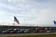 TALLADEGA, AL - MAY 05: Cars race in turn four during the NASCAR Nationwide Series Aaron's 312 at Talladega Superspeedway on May 5, 2012 in Talladega, Alabama. (Photo by John Harrelson/Getty Images for NASCAR)